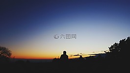 sillhouette,男子,日落