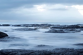 薄霧,海洋,藍色