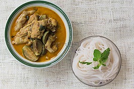 咖喱,雞,茄子