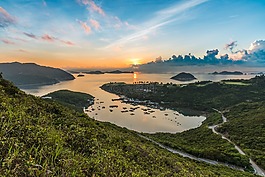 海,日出,早上