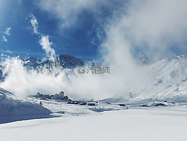 山,雪,景觀