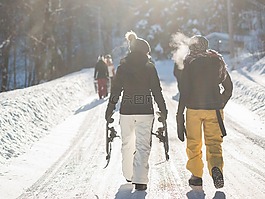 雪,路徑,徒步旅行