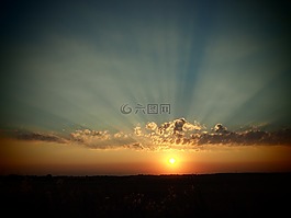 日落,晚上,天空