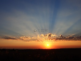 日落,晚上,天空