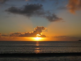 日落,太陽,云