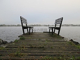 湖,霧,夏天