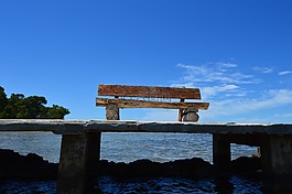 長凳,碼頭,海
