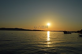 海,日落,表面