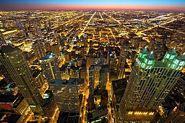 天际线,夜晚的城市,芝加哥天际线