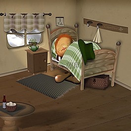 床上,睡眠,滑稽