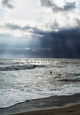 海灘,波,海洋
