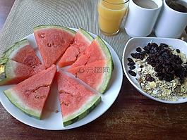 早餐,健康,西瓜
