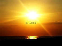 日落,太陽,海
