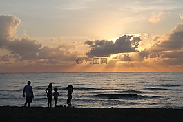 日出,上午,海灘