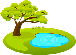 池,树,水