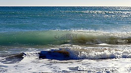 波,海灘,海