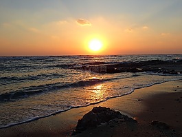日出,海,鏡像
