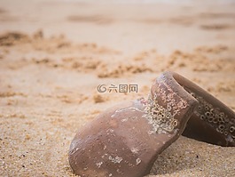 船只,被毀,海灘