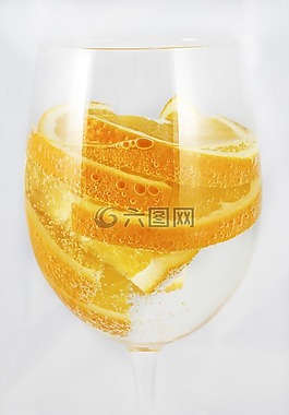 橘子,蘇打水,一杯