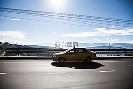 出租車,天空的太陽,旅行