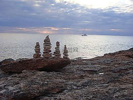 海,石頭,海岸
