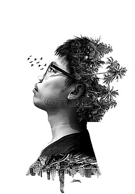 自然心中,眼鏡,棕櫚
