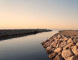 水域,海,日落