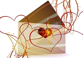 信件,信封,心臟