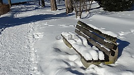 公園長椅,冬天,雪