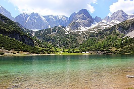 高山,湖,山