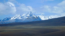 山,全景,雪