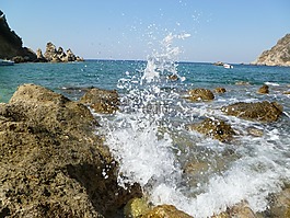 海灘,海,巖