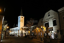 教會,gumpoldskirchen,晚上