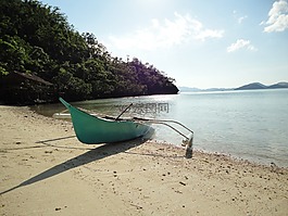 船,天堂,海灘