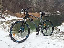 冬季,山,自行車
