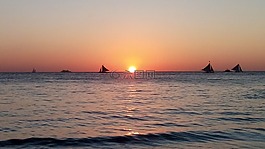 海滩,日落,菲律宾