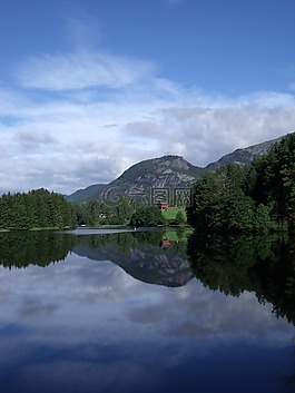 景觀,挪威,湖