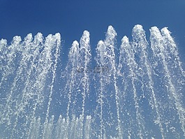 噴泉,水,藍色