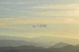 山,霧,日落