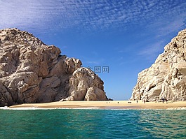 山,海灘,海