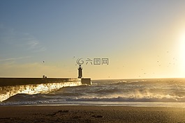 燈塔,海,海洋