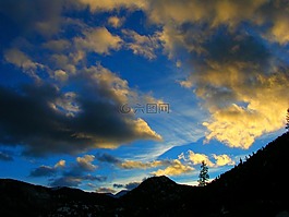 山,日落,天空