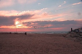 海灘,海,日出