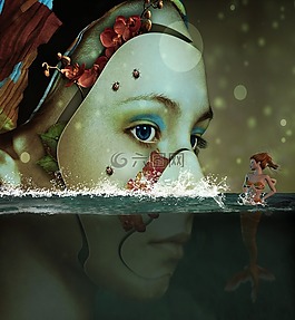 女子,美人魚(yú),水