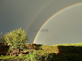 雨,彩虹,雙