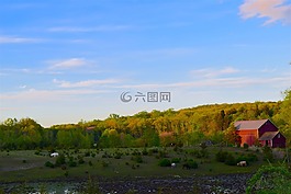 農(nóng)場,晚上,日落