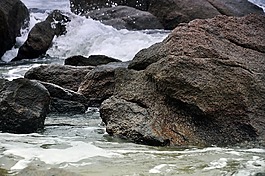 海灘,石頭,海浪