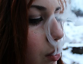 女孩,吸煙,眼睛