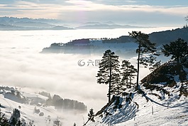 冬天,景觀,山