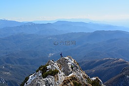 山,徒步旅行者,徒步旅行